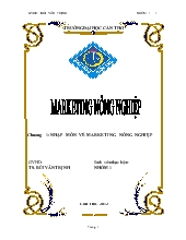 Nhập môn về marketing nông nghiệp - Chương 1