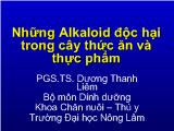 Những Alkaloid độc hại trong cây thức ăn và thực phẩm
