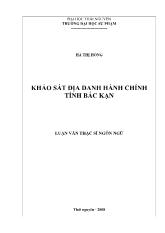 Đề tài Khảo sát địa danh hành chính tỉnh Bắc Kạn