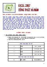 Tự học Excel 2007 - Công thức và hàm