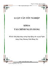 Chuyên đề Giải pháp tăng cường hoạt động cho vay tại ngân hàng công thương tỉnh Hưng Yên