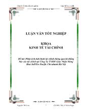 Chuyên đề Phân tích tình hình tài chính thông qua hệ thống báo cáo tài chính tại công ty TNHH giao nhận hàng hoá Jupiter Pacific chi nhánh Hà Nội