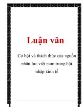 Đề án Cơ hội và thách thức của nguồn nhân lực Việt Nam trong hội nhập kinh tế