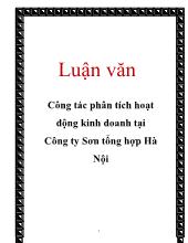 Đề tài Công tác phân tích hoạt động kinh doanh tại công ty sơn tổng hợp Hà Nội