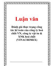 Luận văn Đánh giá thực trạng công tác kế toán của công ty hoá chất Việt Nam, công ty vật tư và xuất nhập khẩu hoá chất (VINACHIMEX)