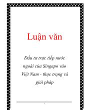 Luận văn Đầu tư trực tiếp nước ngoài của Singapo vào Việt Nam: Thực trạng và giải pháp