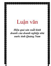Luận văn Hiệu quả sản xuất kinh doanh của doanh nghiệp Nhà nước tỉnh Quảng Nam
