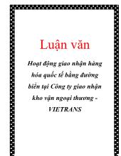 Chuyên đề Hoạt động giao nhận hàng hóa quốc tế bằng đường biển tại công ty giao nhận kho vận ngoại thương VIETRANS