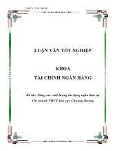 Chuyên đề Nâng cao chất lượng tín dụng ngắn hạn tại chi nhánh ngân hàng công thương khu vực Chương Dương