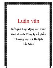 Đề tài Kết quả hoạt động sản xuất kinh doanh công ty cổ phần thương mại và du lịch Bắc Ninh