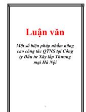 Đề tài Một số biện pháp nhằm nâng cao công tác quản trị nhân sự tại công ty đầu tư xây lắp thương mại Hà Nội