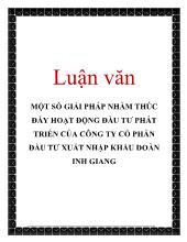 Đề tài Một số giải pháp nhằm thúc đẩy hoạt động đầu tư phát triển của công ty cổ phần đầu tư xuất nhập khẩu Đoàn Minh Giang
