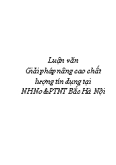 Khóa luận Giải pháp nâng cao chất lượng tín dụng tại NHNo và PTNT Bắc Hà Nội
