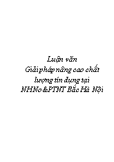 Khóa luận Giải pháp nâng cao chất lượng tín dụng tại NHNo và PTNT Bắc Hà Nội