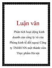 Báo cáo Phân tích hoạt động kinh doanh của công ty TNHH Nhà nước một thành viên thực phẩm Hà Nội
