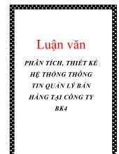 Chuyên đề Phân tích, thiết kế hệ thống thông tin quản lý bán hàng tại công ty BK4