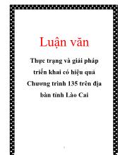 Chuyên đề Thực trạng và giải pháp triển khai có hiệu quả chương trình 135 trên địa bàn tỉnh Lào Cai
