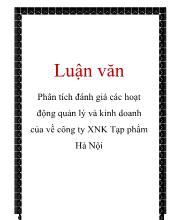 Đề tài Phân tích đánh giá các hoạt động quản lý và kinh doanh của về công ty xuất nhập khẩu tạp phẩm Hà Nội