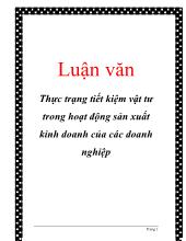 Đề tài Phương hướng và các giải pháp để nâng cao khả năng tiết kiệm vật tư của doanh nghiệp