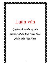 Đề tài Quyền và nghĩa vụ của thương nhân Việt Nam theo pháp luật Việt Nam
