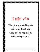 Đề tài Thực trạng hoạt động sản xuất kinh doanh của công ty thương mại kỹ thuật Đông Nam Á