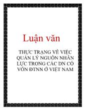 Đề tài Thực trạng về việc quản lý nguồn nhân lực trong các doanh nghiệp có vốn đầu tư nước ngoài ở Việt Nam