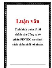 Đề tài Tình hình quản lý tài chính của công ty cổ phần FINTEC và chính sách phân phối lợi nhuận của công ty