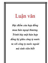 Đề tài Đặc điểm của hợp đồng mua bán ngoại thương, lấy ví dụ cụ thể