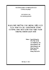 Đề tài Hạn chế những tác động tiêu cực của FDI và các giải pháp tăng cường thu hút FDI vào Việt Nam trong thời gian tới
