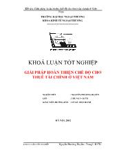 Khóa luận Giải pháp hoàn thiện chế độ cho thuê tài chính ở Việt Nam