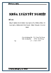 Khóa luận Hoạt động xuất khẩu rau quả của tổng công ty rau quả, nông sản Việt Nam: Thực trạng và giải pháp