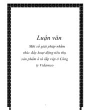 Chuyên đề Một số giải pháp nhằm thúc đẩy hoạt động tiêu thụ sản phẩm ô tô lắp ráp ở công ty Vidamco