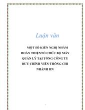 Chuyên đề Một số kiến nghị nhằm hoàn thiện tổ chức bộ máy quản lý tại công ty bưu chính viễn thông chi nhánh Hà Nội