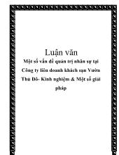 Chuyên đề Một số vấn đề quản trị nhân sự tại công ty liên doanh khách sạn vườn Thủ Đô: Kinh nghiệm và một số giải pháp