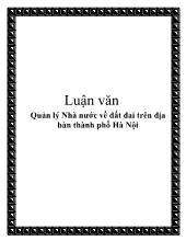 Chuyên đề Quản lý Nhà nước về đất đai trên địa bàn thành phố Hà Nội