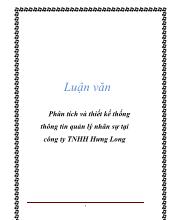 Đề án Phân tích và thiết kế thống thông tin quản lý nhân sự tại công ty TNHH Hưng Long