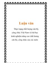Đề án Thực trạng chất lượng cán bộ, công chức Việt Nam và bài học kinh nghiệm nâng cao chất lượng cán bộ, công chức của các nước