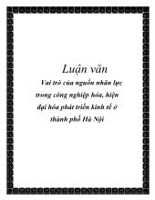 Đề tài Vai trò của nguồn nhân lực trong công nghiệp hóa, hiện đại hóa phát triển kinh tế ở thành phố Hà Nội