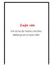 Đề tài Xây dựng hệ thống chương trình quản lý giáo viên trường THPT Mỹ Hào, huyện Mỹ Hào, tỉnh Hưng Yên