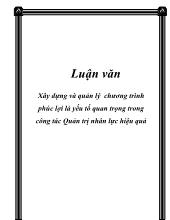 Đề tài Xây dựng và quản lý chương trình phúc lợi là yếu tố quan trọng trong công tác quản trị nhân lực hiệu quả