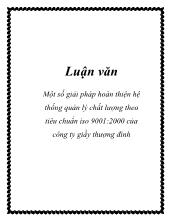 Chuyên đề Một số giải pháp hoàn thiện hệ thống quản lý chất lượng theo tiêu chuẩn ISO 9001:2000 của công ty giầy Thượng Đình