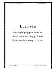 Chuyên đề Một số giải pháp phát triển kinh doanh lữ hành ở công ty cổ phần dịch vụ du lịch đường sắt Hà Nội