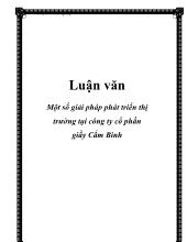 Chuyên đề Một số giải pháp phát triển thị trường tại công ty cổ phần giầy Cẩm Bình