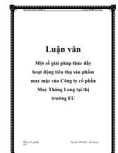 Đồ án Một số giải pháp thúc đẩy hoạt động tiêu thụ sản phẩm may mặc của công ty cổ phần may Thăng Long tại thị trường EU