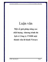 Luận văn Khóa luận Một số giải pháp nâng cao chất lượng chương trình du lịch ở công ty TNHH một thành viên lữ hành Vitours
