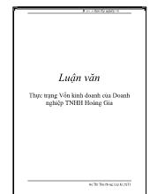 Báo cáo Thực trạng vốn kinh doanh của doanh nghiệp TNHH Hoàng Gia