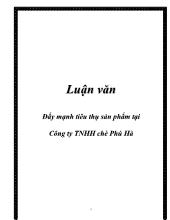 Chuyên đề Đẩy mạnh tiêu thụ sản phẩm tại công ty TNHH chè Phú Hà