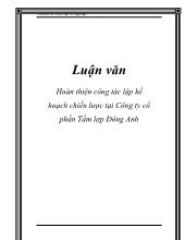 Chuyên đề Hoàn thiện công tác lập kế hoạch chiến lược tại công ty cổ phần tấm lợp Đông Anh