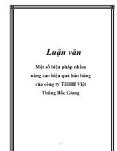 Chuyên đề Một số biện pháp nhằm nâng cao hiệu quả bán hàng của công ty TNHH Việt Thắng – Bắc Giang