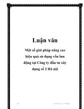 Chuyên đề Một số giải pháp nâng cao hiệu quả sử dụng vốn lưu động tại công ty đầu tư xây dựng số 2 Hà Nội